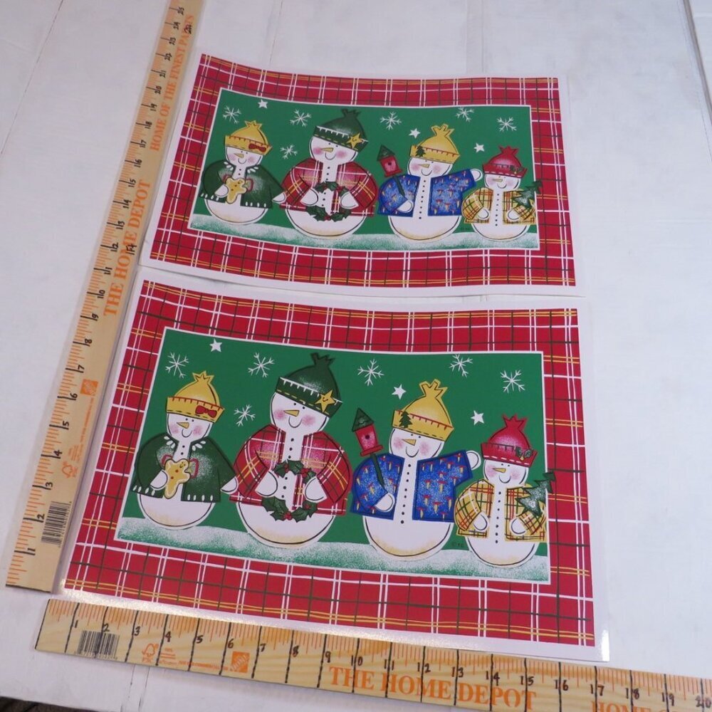 Snowman Family (2) Placemats Vintage Kmart 1990s
